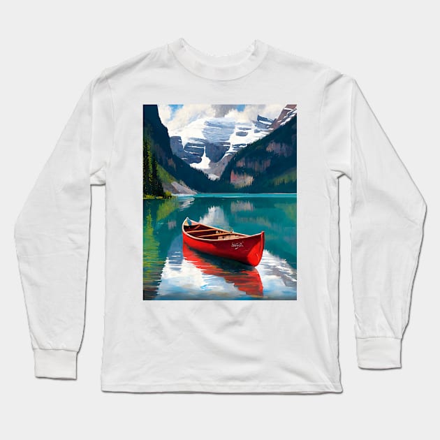 Canada Alberta Travel Poster of Lake Louise, Banff National Park Long Sleeve T-Shirt by Danielleroyer